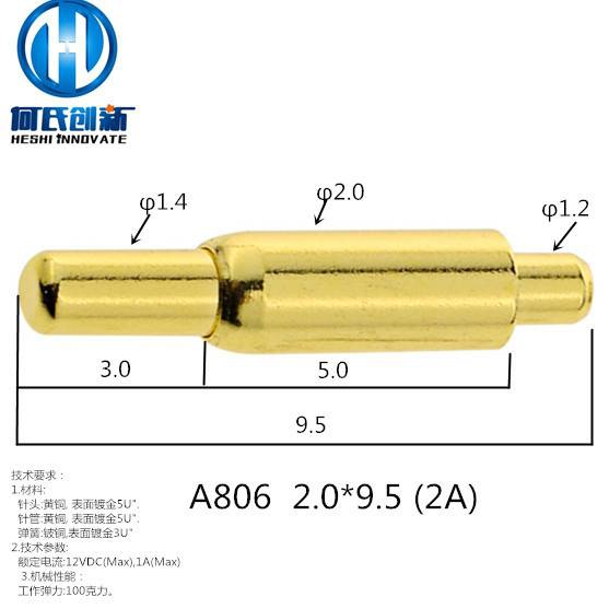 Copper gold-plated spring thimble current small black clip pcb conductive probe electrode needle contact point manufacturer custom A806