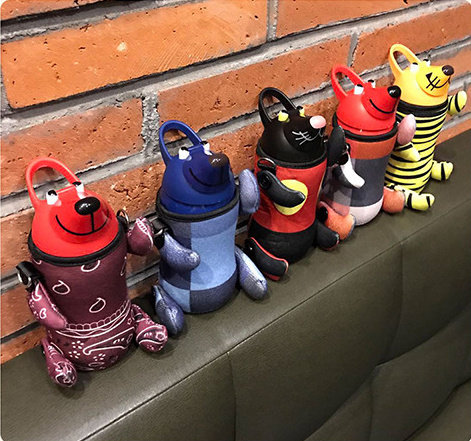 Young Child Cartoon Animal Straw Cup Water Cup Baby School Drinking Cup 304 Lift Rope Leakproof Stainless Steel Water Cup Insulation