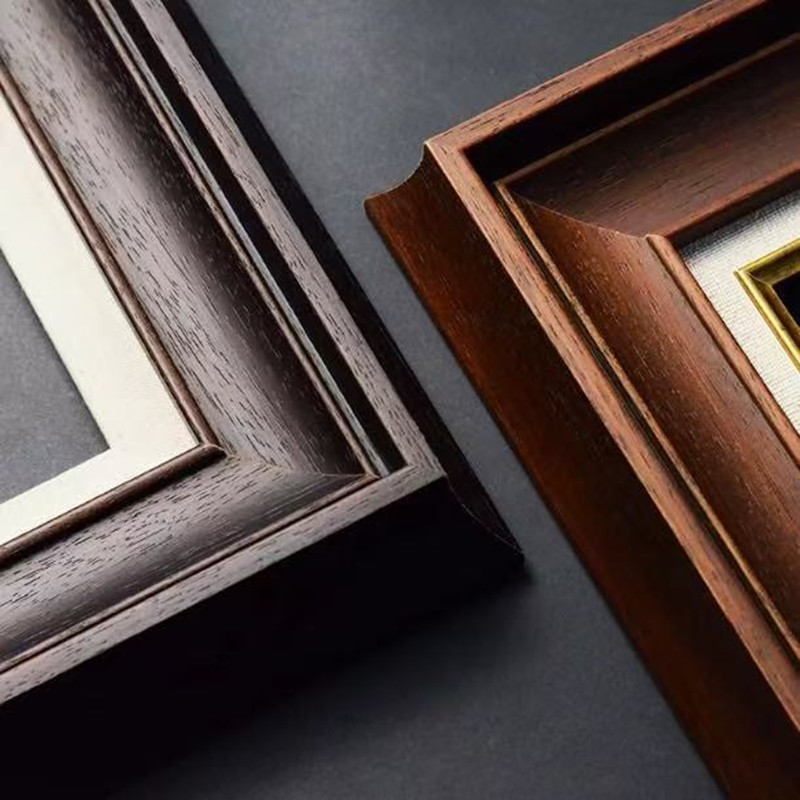Solid White Wood Frame with Open Lacquer Finish 663, Chinese Painting Frame 6cm, Pure Solid Wood Frame with Walnut Color Finish 66m