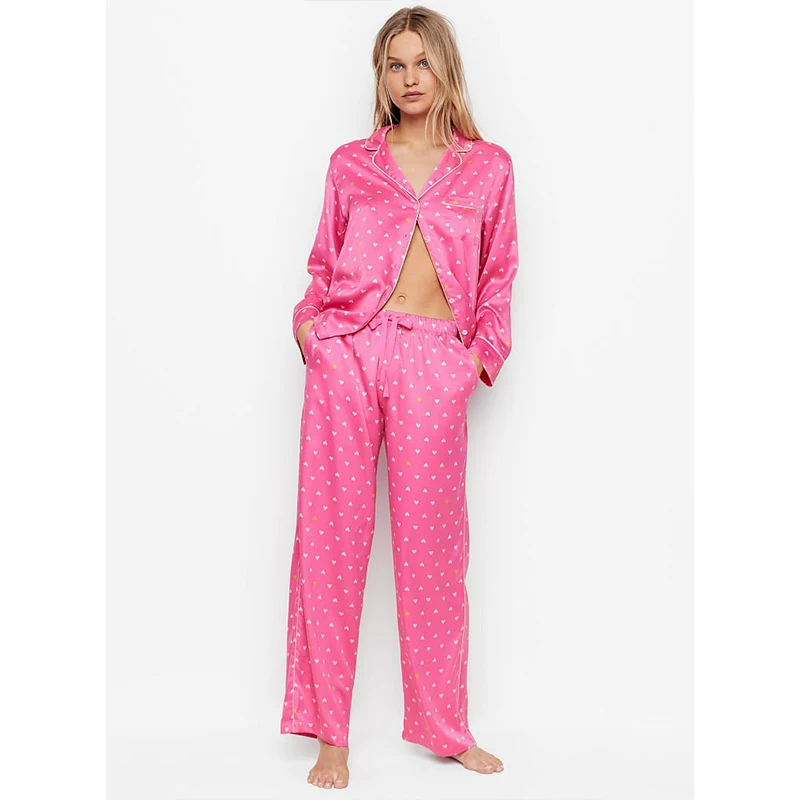 Silky long spring pijama, autumn set, oversize
