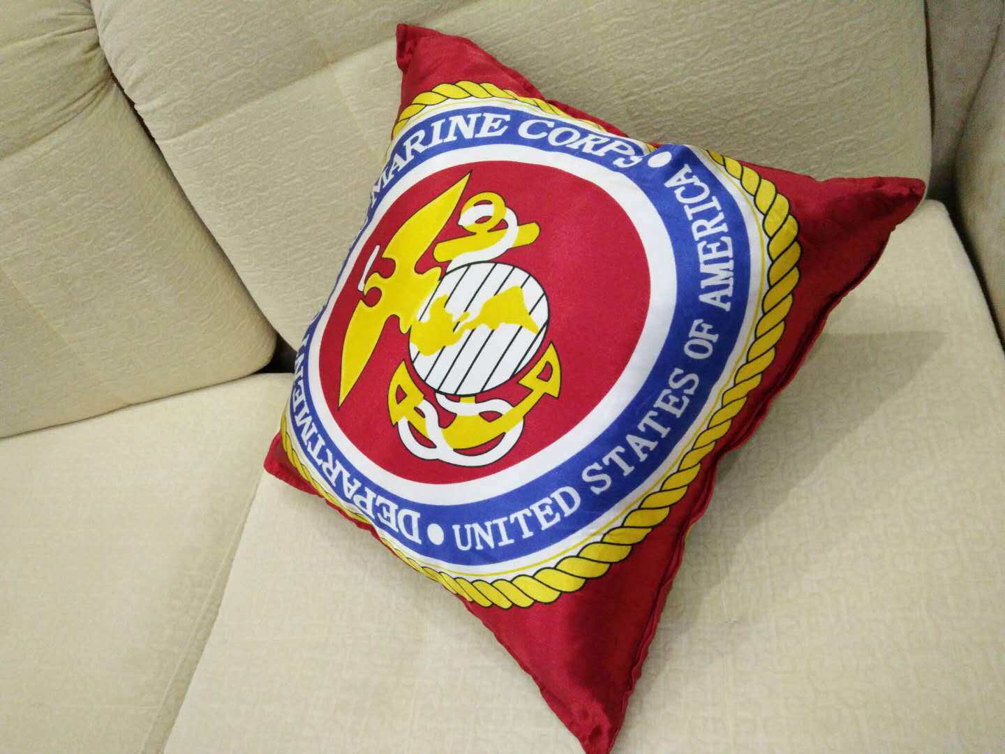 5-Diamond New Marine Corps Carnival Commemorative USMC Satin Pillow Reactive Environmental Dye 43x43cm
