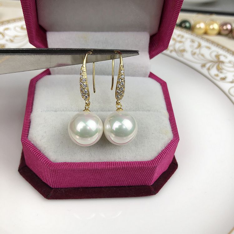 New 14K Baugold multi-drill Shell Beads Earrings Natural Mother Bay Imitation Pearl Earrings Pendant personality Fashion Purple