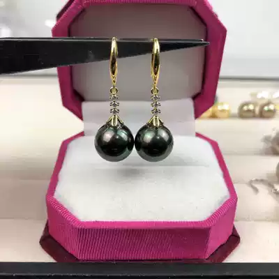 New product S925 silver three diamond beads earrings natural sea fish beads earrings ear hook earrings non-cultured pearl