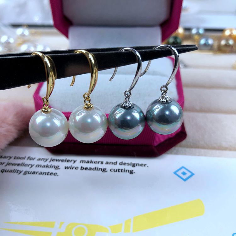 S925 sterling silver female classic female shellfish beads earrings natural sea beesball earrings earrings earrings non-cultured pearls