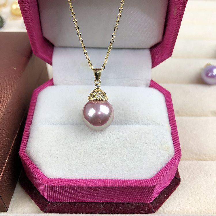 New S925 silver gold cap Silver cap set with diamonds women's pendant natural shell beads White neck necklace pendant is not a pearl