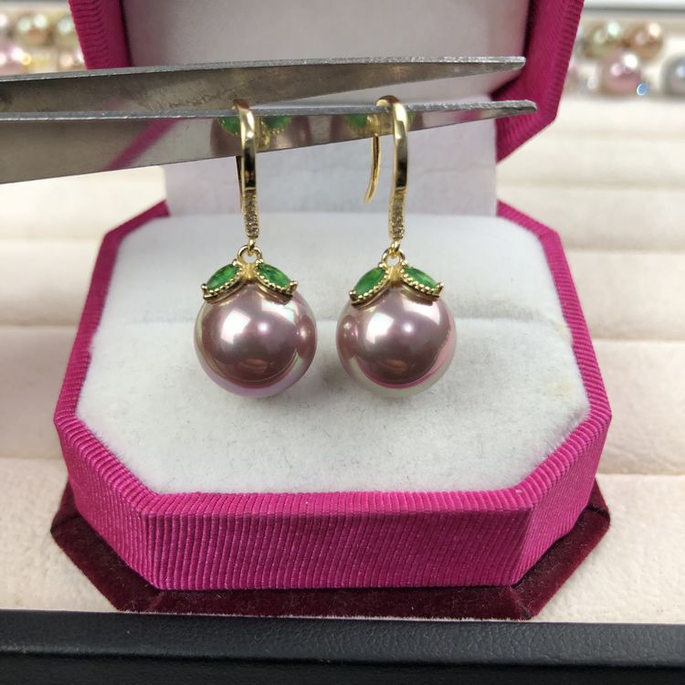 New product woman S925 silver inlaid with mother green zircons stone with natural seawater mother beading earrings pendant non-cultured pearls