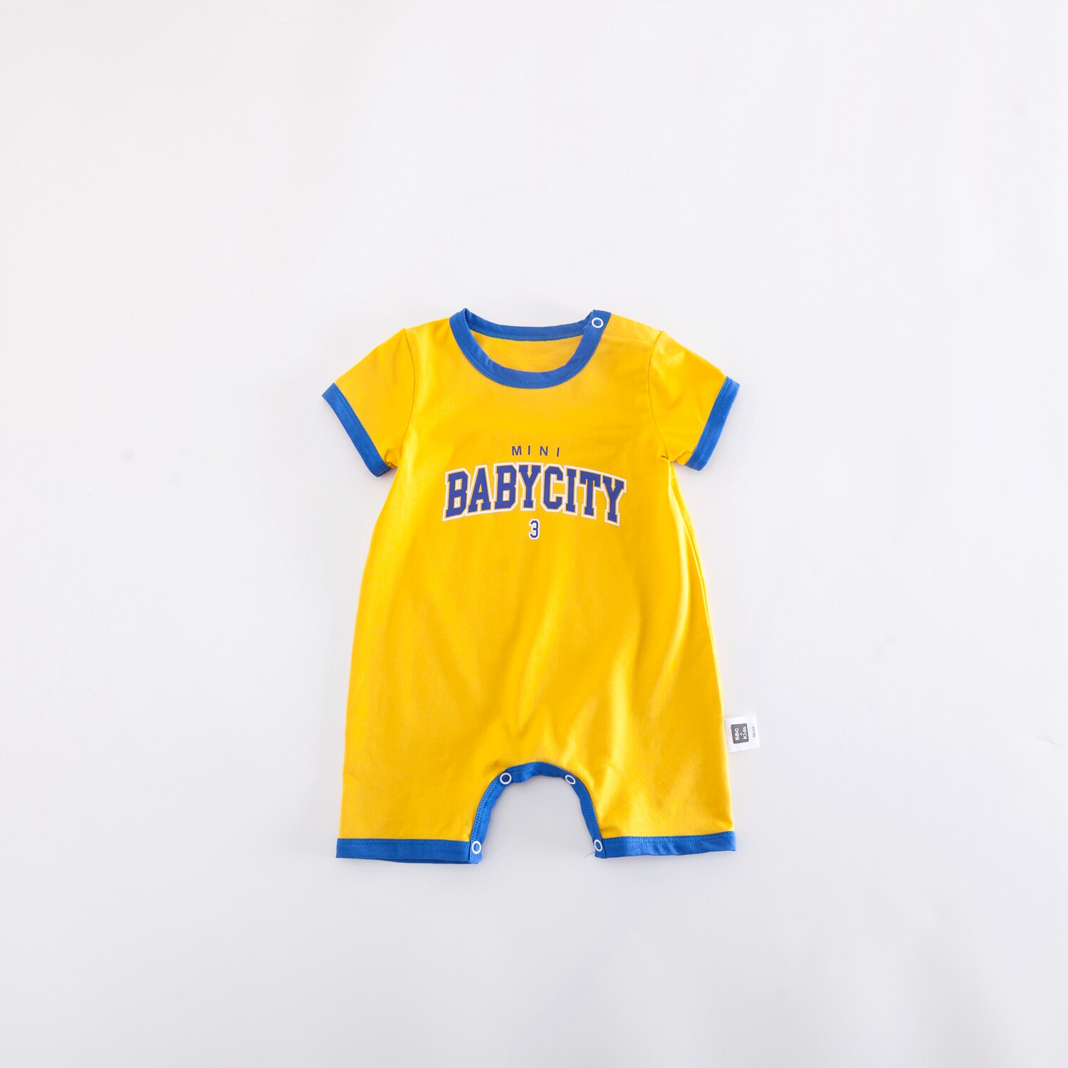 MINI Bebe City Baby Conjoined Clothing Card Child Fit Summer Baby Casual Climbing Collision Color Letter Khaki