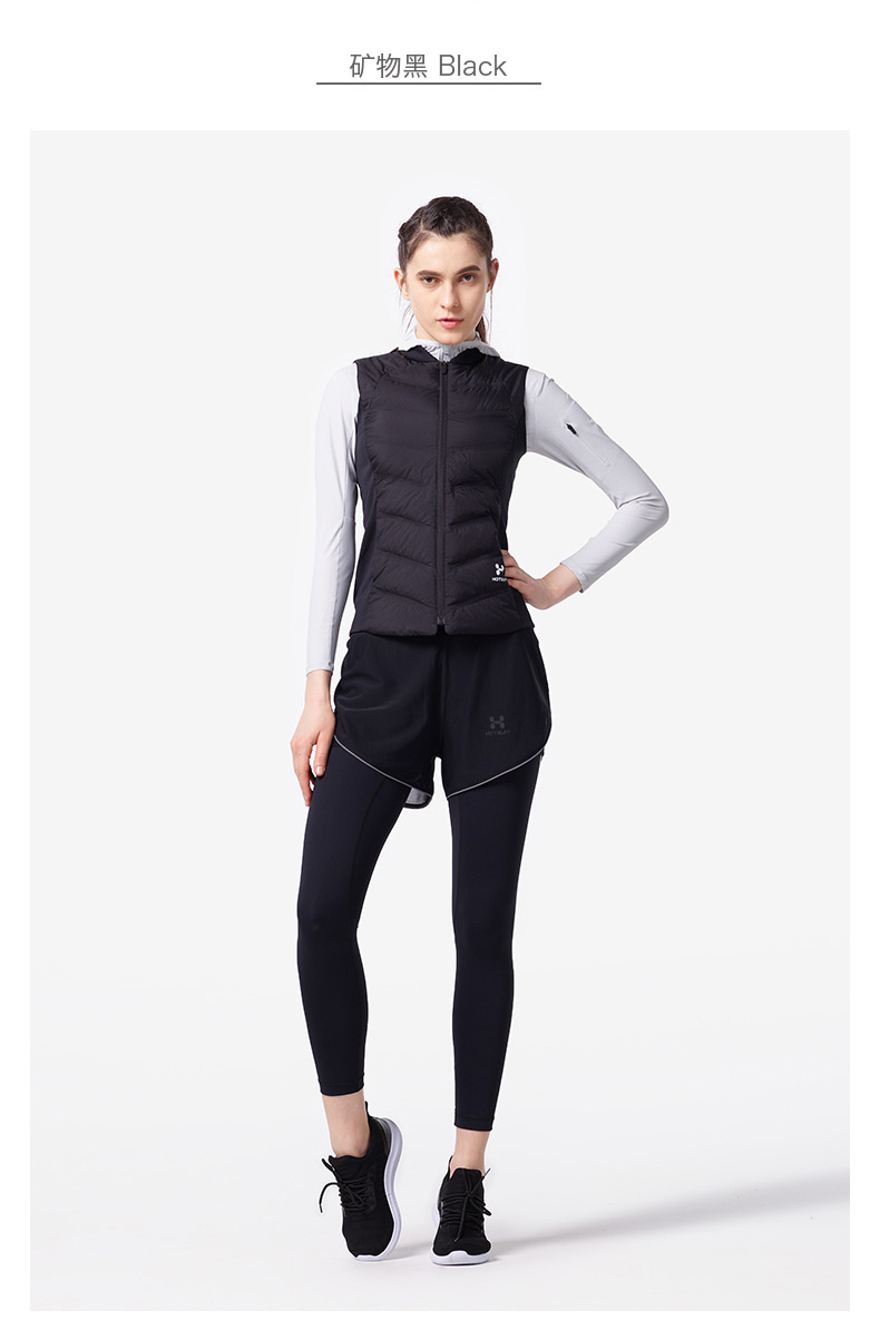 Hoa Kỳ HOTSUIT xuống vest nữ 2018 thu đông mới đứng cổ áo mỏng mặc vest thể thao ấm áp áo khoác gymshark