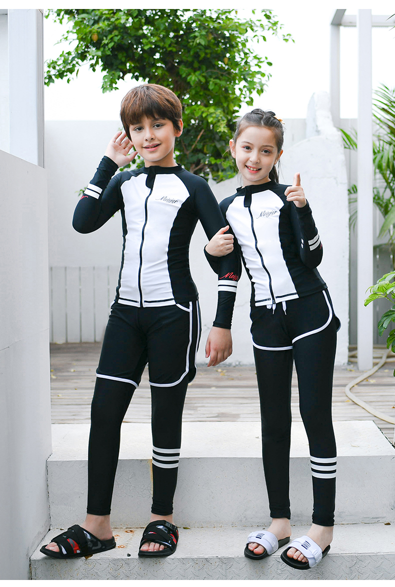 Bộ đồ bơi cha mẹ trẻ em bé trai chia nhỏ phù hợp với bé trai lớn chống nắng tay dài học sinh bộ đồ lặn nhanh khô lướt sóng Hàn Quốc - Bộ đồ bơi của Kid đồ bơi tiên cá