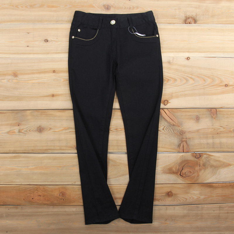 Foreign Trade Children Clothing Casual Pants Smoke Tubes Pants Teenagers Girls Long Pants Pure Cotton Black Worked Pants Girl Elastic Comfort