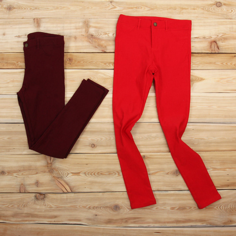 Value-for-money foreign trade cut standard spring and autumn women's pants cotton bomb cigarette pants slim fit and slim pencil pants big red underwear simple