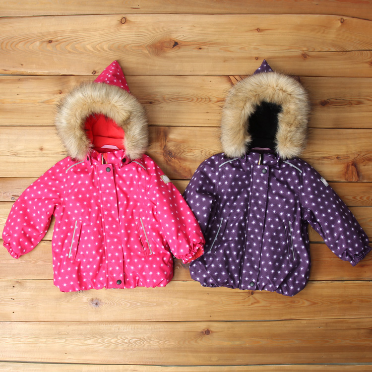High Quality Nordic Single Foreign Trade Tail Single Winter Children Ski cotton clothing Children's clothing Girls wool collar cotton padded jacket