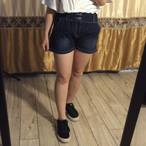 Super-valued foreign trade spring and summer new black denim shorts women tightness waist loose elastic hot pants students 100 hitch