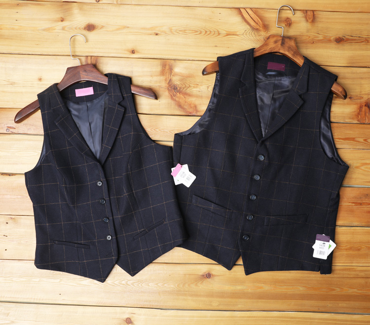 Overvalued foreign trade Inron retro classic plaid business positive dress waistcoat male and female wool Sumpsuit waistcoat manicure