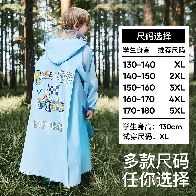 Raincoat for boys for early age, backpack for students