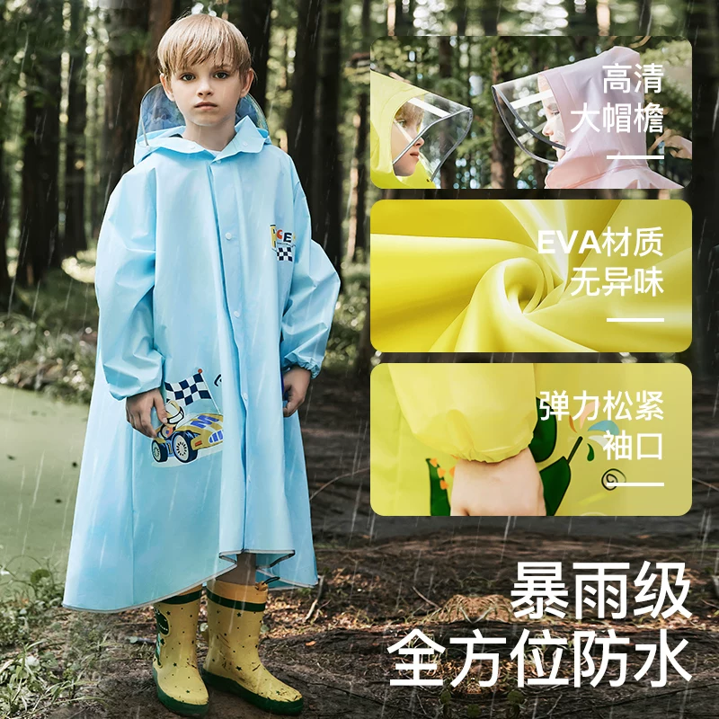 Raincoat for boys for early age, backpack for students