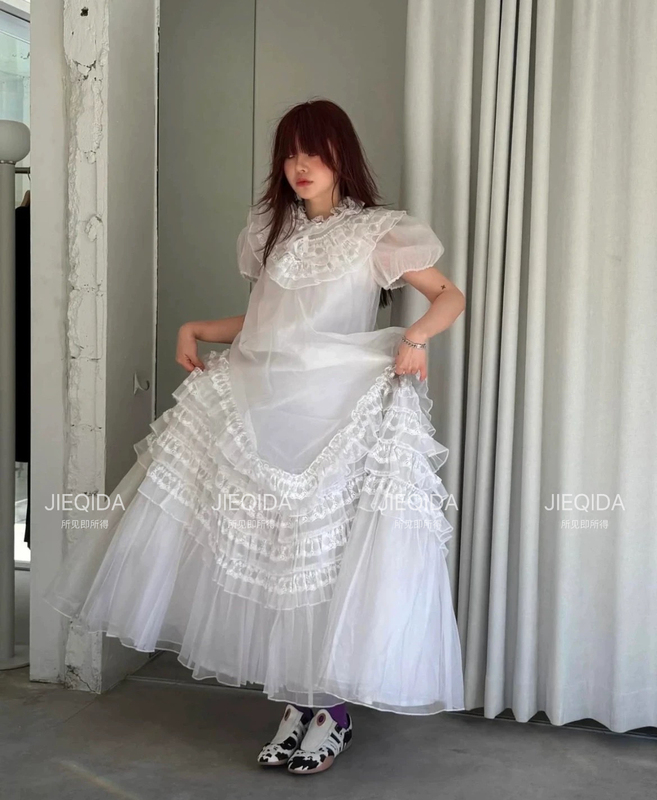 In Stock Jieqida LAOSHU Korean Style Niche Designer Multi-Layered Lace Trim Cake Dress In Stock Jieqida LAOSHU Korean Style Niche Designer Multi-Layered Lace Trim Cake Dress