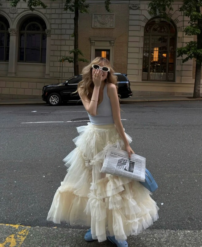 In Stock, One-To-One Replica of Jieqida LAOSHU Irregular Ruffle Tutu Skirt Toe-Length Skirt