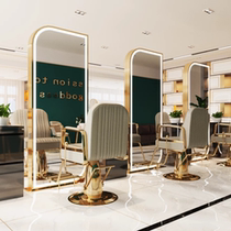 Net celebrity barber shop mirror table beauty salon mirror customized with lamp hair salon special floor-standing single-sided double-sided mirror