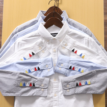 Art hipster color embroidery spring summer fashion leisure Oxford long sleeve shirt men lining tide T2918