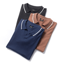 Knitted series Contrast Collar Linen comfortable men summer fashion casual short sleeve polo shirt T-shirt T3039