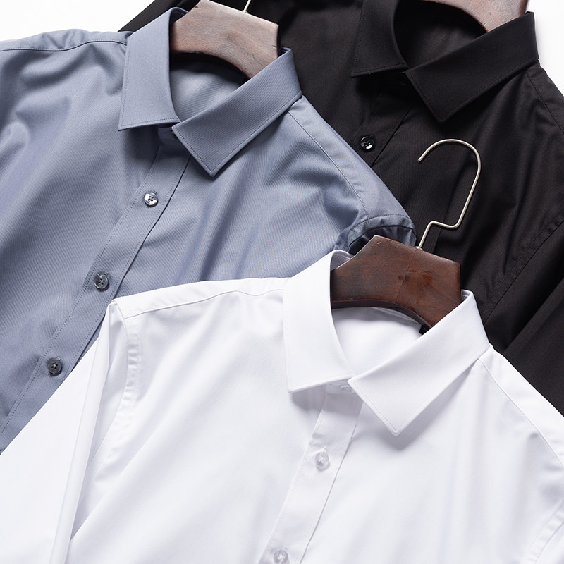 T3010 Advanced Sacred Hemp Fiber Elastic Comfort Fu Silk Shirt Summer Men Business Casual Long Sleeve Shirt