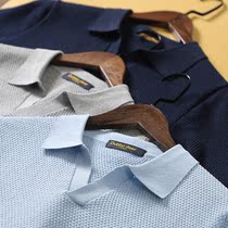 Flat machine pineapple needle summer short sleeve cotton knit shirt men Business casual T-shirt lapel polo shirt T3014