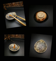 Ji 10 Song Dynasty Jizhou kiln ancient porcelain pieces rabbit-shaped kiln tea cup specimens polished drilling coaster incense tea rest