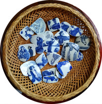 Figure 50# Polished Ming and Qing blue and white ancient porcelain pieces broken porcelain specimens Four love fishing reading and playing