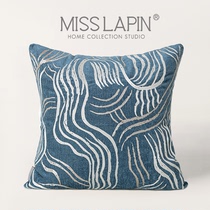MISSLAPIN High-end Light Lavish Hotel-Like Room Modern Living-room Sofa Leaning Pillow Blue Embroidered Square Pillow