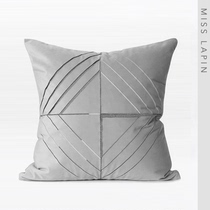MISSLAPIN modern light luxury simple model room living room sofa gray embroidered flannel cushion cushion pillow