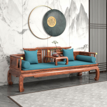 New Chinese style ebony wood Arhat bed small apartment solid wood sliding bed tea table and chair combination dual-purpose sofa pull-out furniture