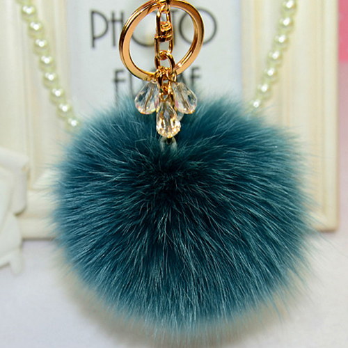 Korea's large crystal fox fox ball car key kyline key chain creative hanging female cute plush