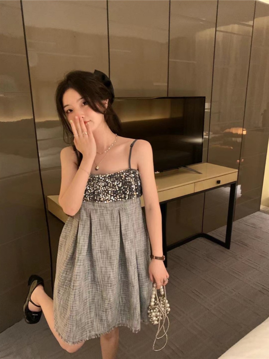 Nail sequins, dress, sexy skirt, suitable for teen, fitted, Chanel style, A-line Nail sequins, dress, sexy skirt, suitable for teen, fitted, Chanel style, A-line