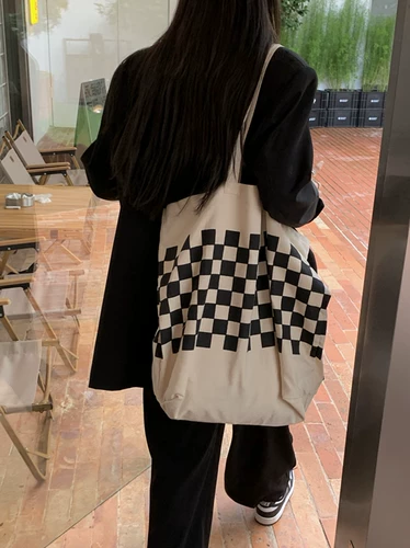 Вместительная и большая летняя сумка, брендовые шахматы, шоппер, Южная Корея