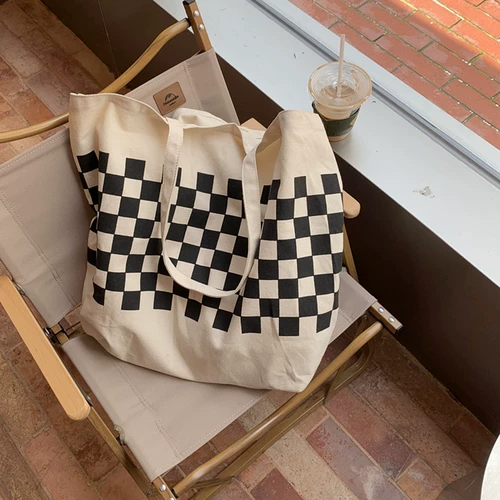 Вместительная и большая летняя сумка, брендовые шахматы, шоппер, Южная Корея