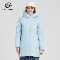 TECTOP explores outdoor womens winter windproof thickened warm cotton coat hooded jacket mid-length cotton coat