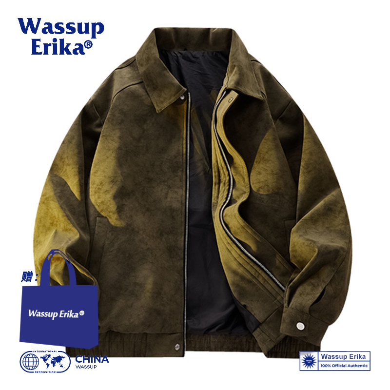 WASSUP ERIKA 秋冬 マイラードレザージャケット メンズ トレンド ブランド モーターサイクルスタイル レザージャケット レトロ フライトジャケット