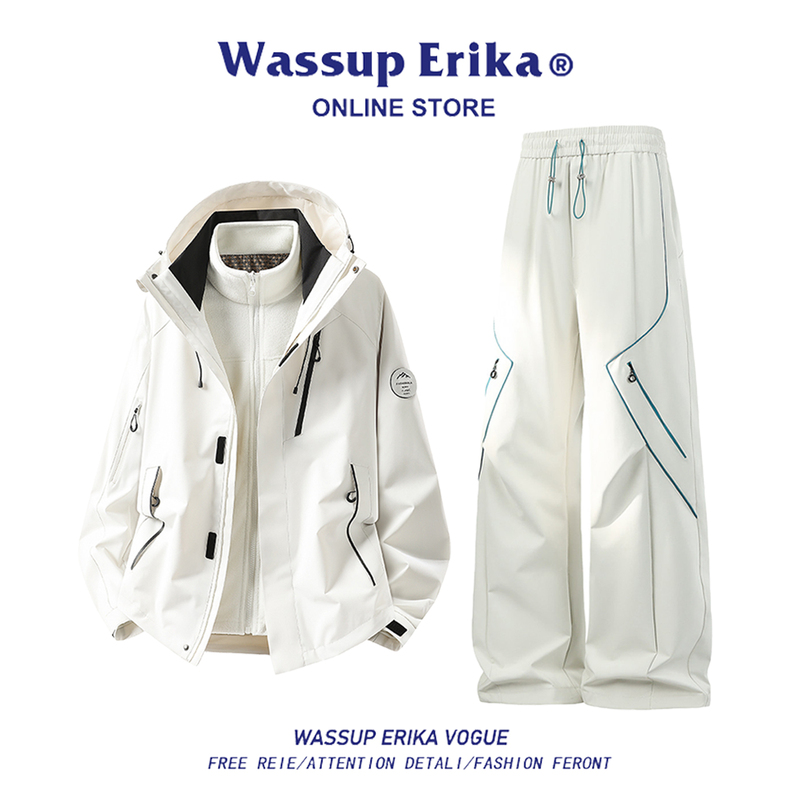 Wassup Erika Three-In-One Detachable Jacket Mountaineering Jacket Set Men's Autum Outdoor Wind Two-Piece Set