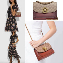 American COACH COACH PARKER Camellia canvas cowhide chain rivet shoulder shoulder bag 30592