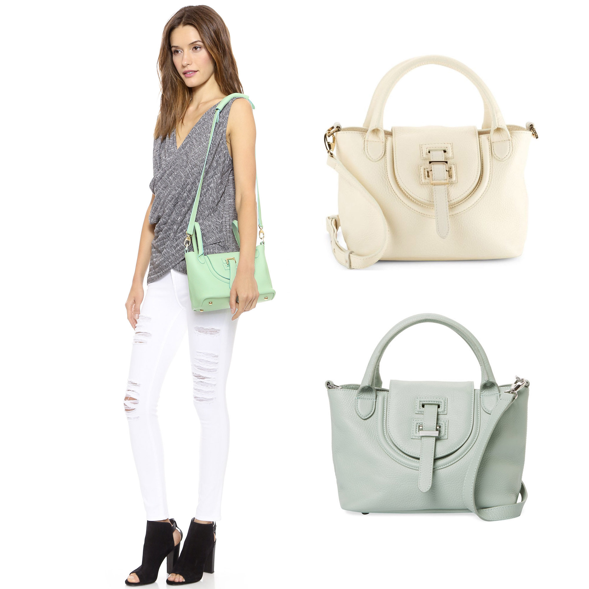 American meli melo Mini Halo cowhide one-shoulder messenger handbag Olivia the same women's bag