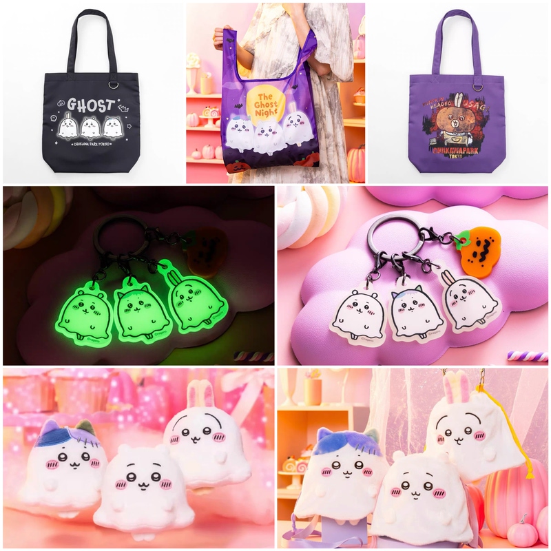 Authentic Chiikawa Park Ghost Series 9.25 New Limited Edition Fluorescent Keychain Tote Bag Eco-Friendly Bag