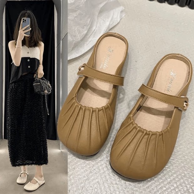 Baotou Half-Slippers for Women 2026 Summer New Fashion Korean Style Versatile Soft-Soled Flat Slip-On Slippers for Women