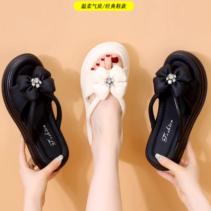 Fairy-Style Sandals for Women 2026 Summer New Versatile Thick-Soled Bow-Knot Slimming Leg-Lengthening Women's Slippers Fairy-Style Sandals for Women 2026 Summer New Versatile Thick-Soled Bow-Knot Slimming Leg-Lengthening Women's Slippers