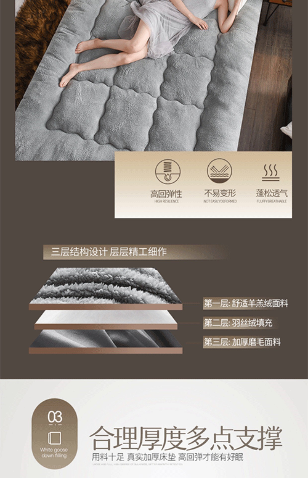 Nệm nhung cừu dày 1,5m giường 1,2 m Ký túc xá sinh viên là nệm nhíp nệm 1,8m giường 2 mét đôi nệm 1m6