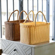 Imitated Wicker grass woven bag shopping basket storage basket portable flower basket picnic basket fruit basket fruit basket