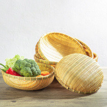 Bamboo woven fruit plate storage basket farmhouse bamboo products household fruit basket washing vegetable drying basket bamboo sieve dustpan