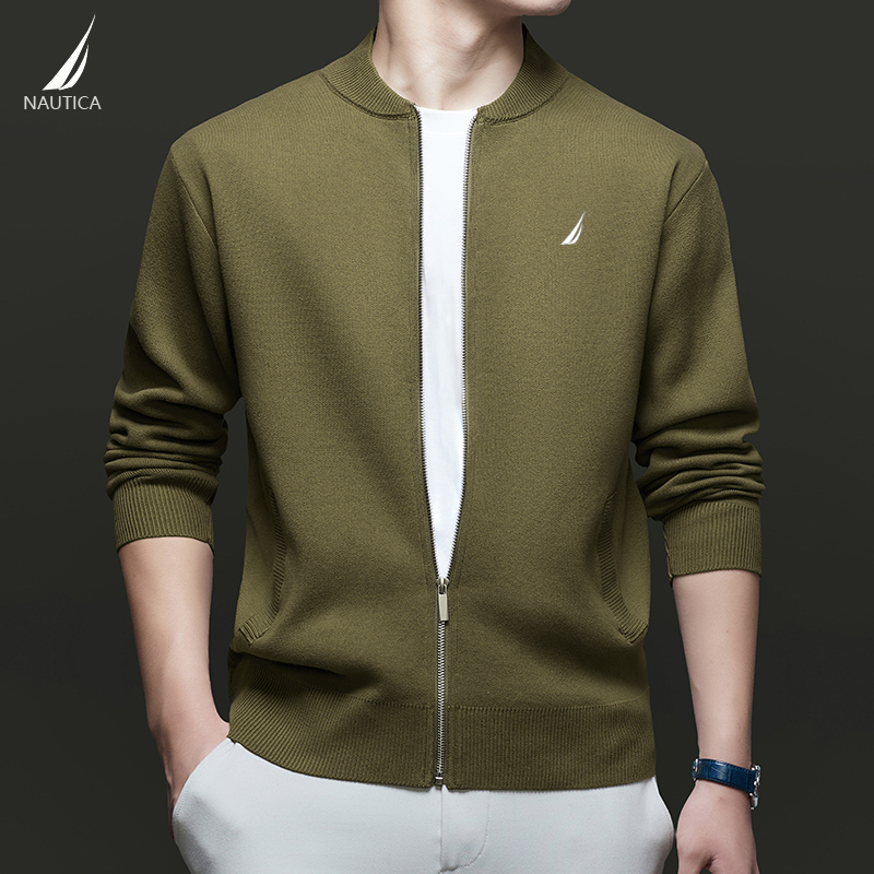 Nautica/Notica Autumn and Winter New Zipper Jacket Wool Sweater Fashionable Cardigan Top Casual Stand-Up Collar Sweater