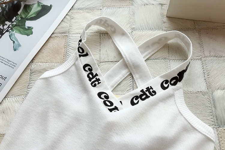 Quần áo trẻ em cô gái mùa hè 2018 mới của Hàn Quốc chủ đề bông thư sling đàn hồi đáy áo sơ mi giản dị vest T-Shirt áo thun trẻ em nữ