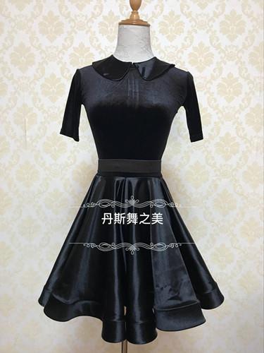 Korean suede paired with imported sparkling satin female children Latin dance standards Conserve Herben Little Black Dress Competition Performance